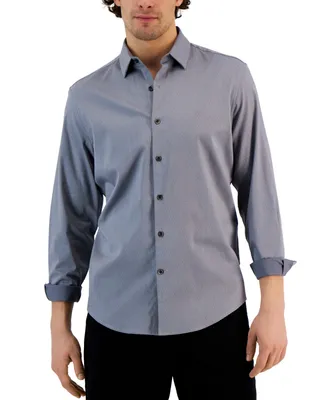 Alfani Men's Modern Classic-Fit Stretch Dot Dobby Button-Down Shirt, Created for Macy's