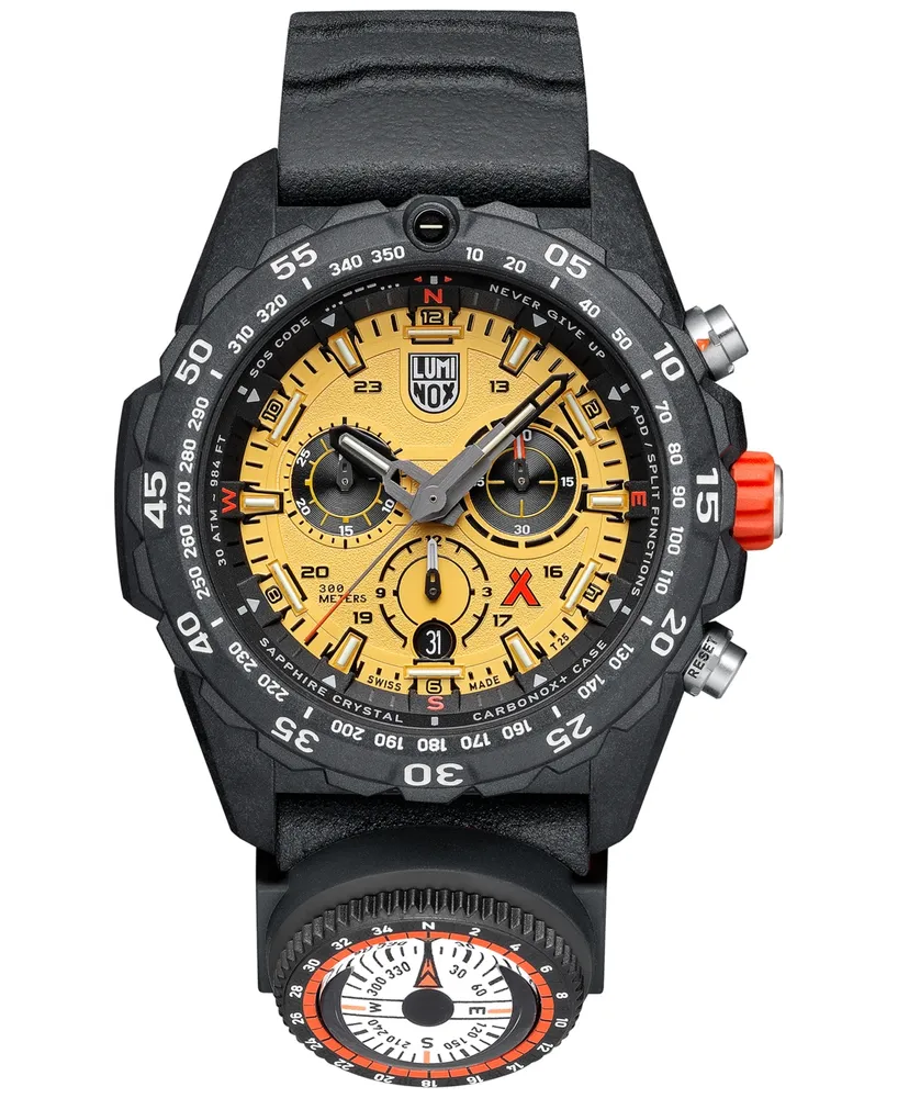 Luminox Men's Swiss Chronograph Bear Grylls Survival Master Series Compass Dark Gray Rubber Strap Watch 45mm