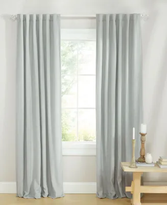 Lauren Ralph Linen Herringbone 100% Blackout with Lining Back Tab and Rod Pocket Curtain Panel, 52" x 96"
