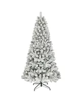 Puleo Flocked Virginia Pine Artificial Christmas Tree with Stand, 6'