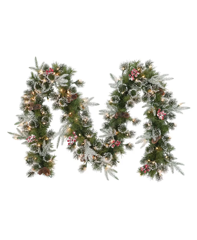 Puleo Pre-Lit Decorated Christmas Garland with 100 Lights, 9' x 10"