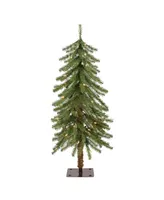 Puleo Pre-Lit Alpine Artificial Christmas Tree with 50 Lights, 3'