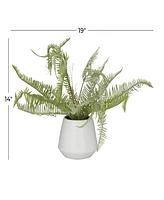 Contemporary Fern Artificial Plant, 13.5"