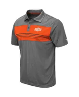 Men's Colosseum Heathered Charcoal Oklahoma State Cowboys Wordmark Smithers Polo Shirt