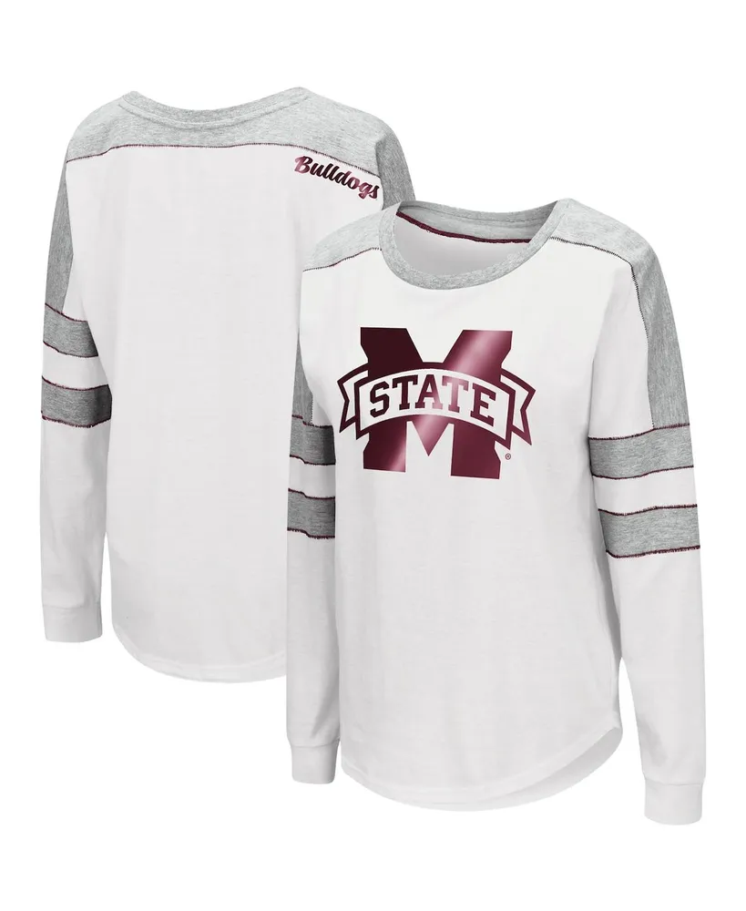 Women's Colosseum White Mississippi State Bulldogs Trey Dolman Long Sleeve T-shirt