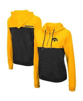 Women's Colosseum Gold, Charcoal Iowa Hawkeyes Aidan Half-Zip Hoodie