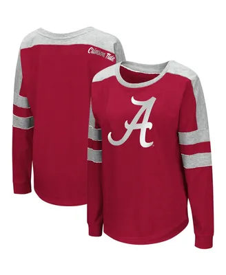 Women's Colosseum Crimson Alabama Crimson Tide Trey Dolman Long Sleeve T-shirt