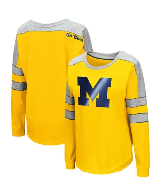 Women's Colosseum Maize Michigan Wolverines Trey Dolman Long Sleeve T-shirt