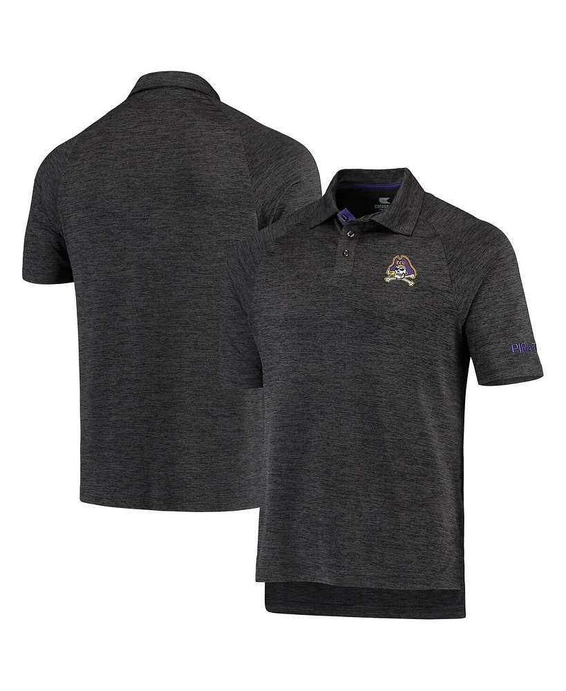 Men's Colosseum Heathered Black Ecu Pirates Down Swing Polo Shirt