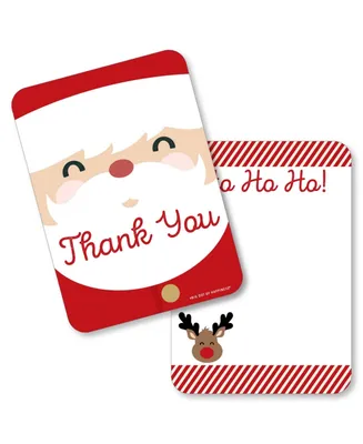 Big Dot of Happiness Jolly Santa Claus - Christmas Party Shaped Thank You Cards with Envelopes 12 Ct