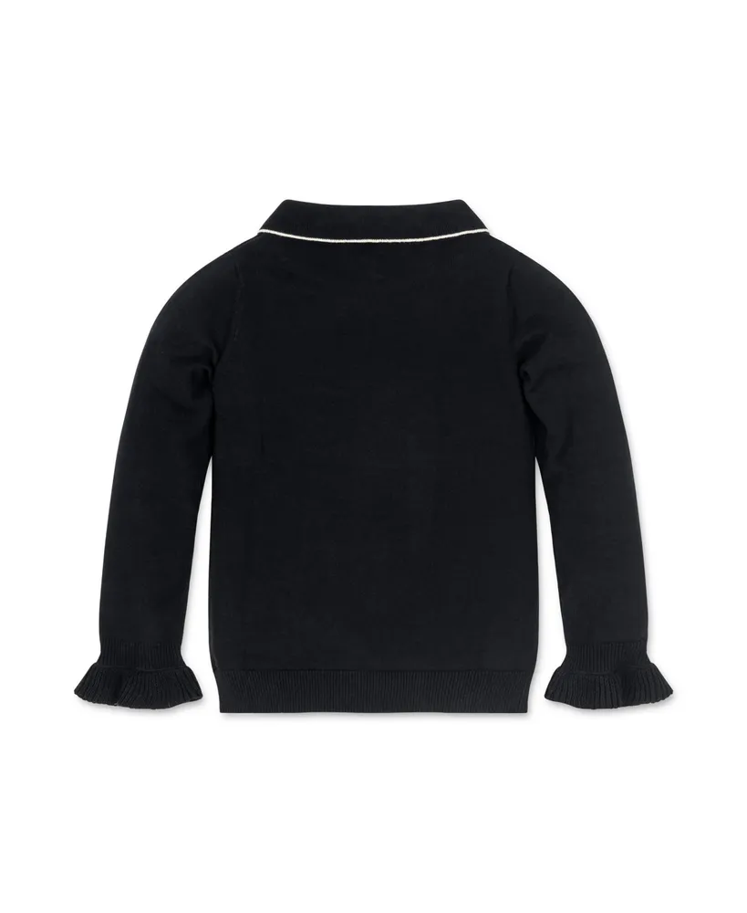 Hope & Henry Baby Girls Long Sleeve Ruffle Cuff Collar Sweater