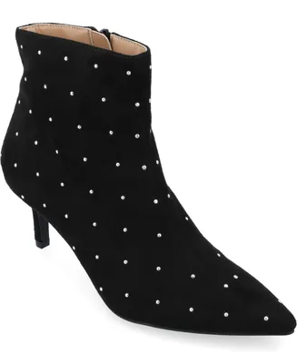 Journee Collection Women's Rossia Stud Embellished Pointed Toe Kitten Heel Dress Booties