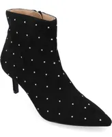 Journee Collection Women's Rossia Stud Embellished Pointed Toe Kitten Heel Dress Booties