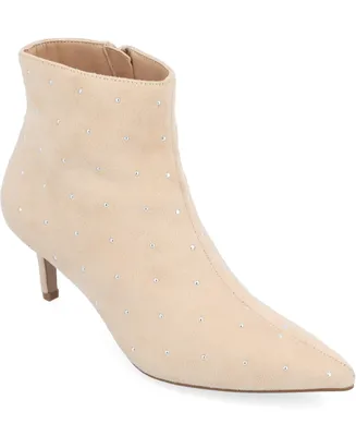 Journee Collection Women's Rossia Stud Embellished Pointed Toe Kitten Heel Dress Booties