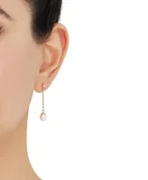 Cultured Freshwater Pearl (6-1/2 - 7mm) Drop Earrings in 14k Gold