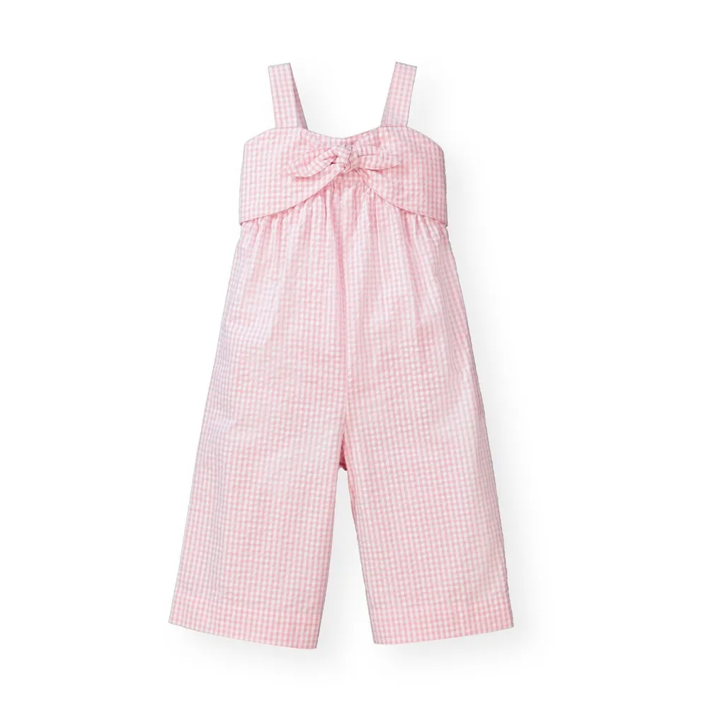 Hope & Henry Big Girls Bow Front Wide Leg Jumpsuit