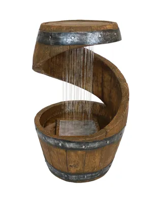 Sunnydaze Decor Spiraling Barrel Outdoor Water Fountain with Led Lights - 25 in