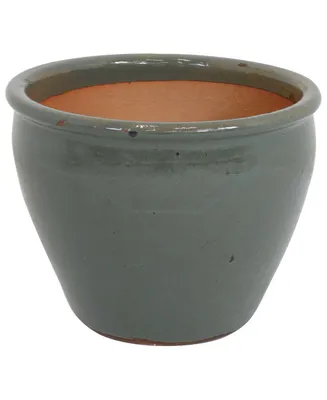 Sunnydaze Decor 15 in Chalet High-Fired Glazed Ceramic Planter - Gray