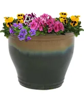 Sunnydaze Decor 15 in Studio High-Fired Glaze Ceramic Planter - Forest Lake Green