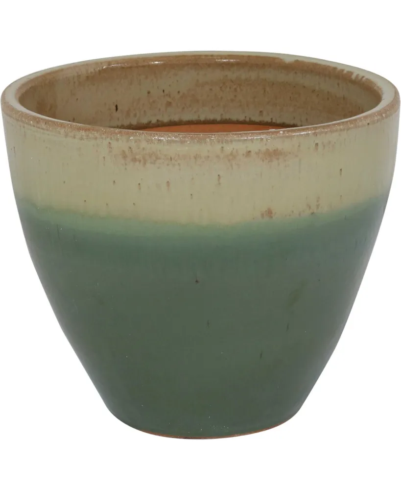 Sunnydaze Decor 13 in Resort High-Fired Glazed Ceramic Planter - Seafoam