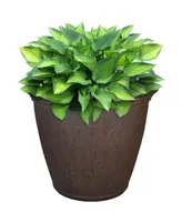 Anjelica 15.25" Double-Walled Polyresin Outdoor Planter Pot - Uv-Resistant Rust Finish