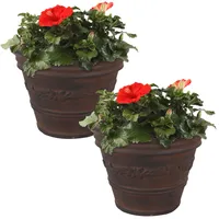 Sunnydaze Decor 13 in Laurel Dual-Wall Polyresin Planter - Rust