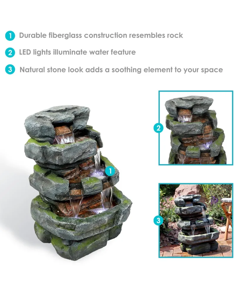 Sunnydaze Decor Electric Tiered Stone Waterfall Fountain with Led Lights - 23 in