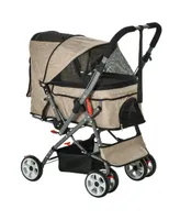 PawHut Small Travel Pet Stroller Easy Fold Jogger Pushchair Wheel Canopy