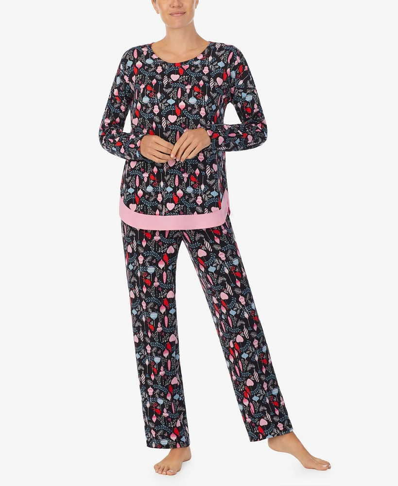 Ellen Tracy Women's Long Sleeve Crew Neck Pajamas Set