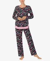 Ellen Tracy Women's Long Sleeve Crew Neck Pajamas Set