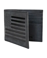Lucky Brand Men's Flag Embossed Leather Bifold Wallet