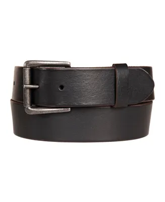 Lucky Brand Men's Leather Jean Belt with Roller Buckle and Rivets