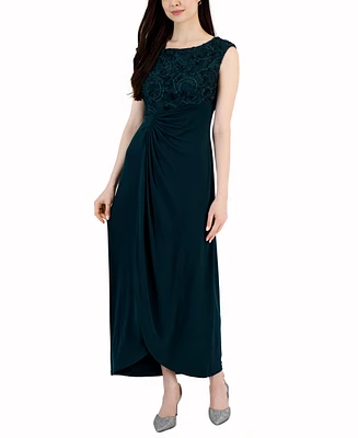 Connected Soutache Faux-Wrap Gown