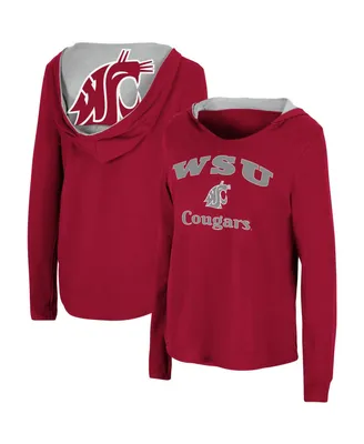 Women's Colosseum Crimson Washington State Cougars Catalina Hoodie Long Sleeve T-Shirt