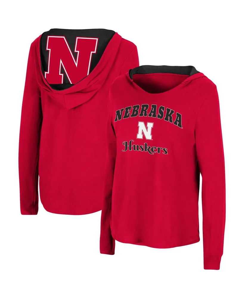 Women's Colosseum Scarlet Nebraska Huskers Catalina Hoodie Long Sleeve T-shirt