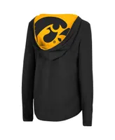 Women's Colosseum Black Iowa Hawkeyes Catalina Hoodie Long Sleeve T-Shirt