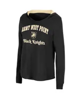 Women's Colosseum Black Army Knights Catalina Hoodie Long Sleeve T-Shirt