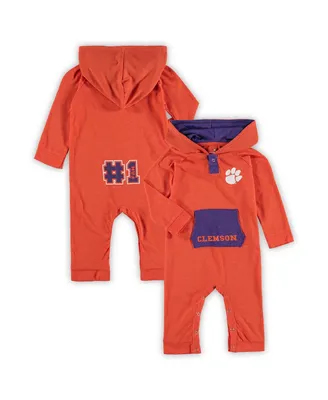 Newborn and Infant Boys Girls Colosseum Orange Clemson Tigers Henry Pocketed Hoodie Romper