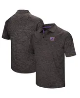 Men's Colosseum Black Washington Huskies Down Swing Polo Shirt