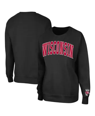 Women's Colosseum Black Wisconsin Badgers Campanile Pullover Sweatshirt