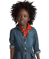 Toddler and Little Girls Belted Cotton Chino Shirtdress