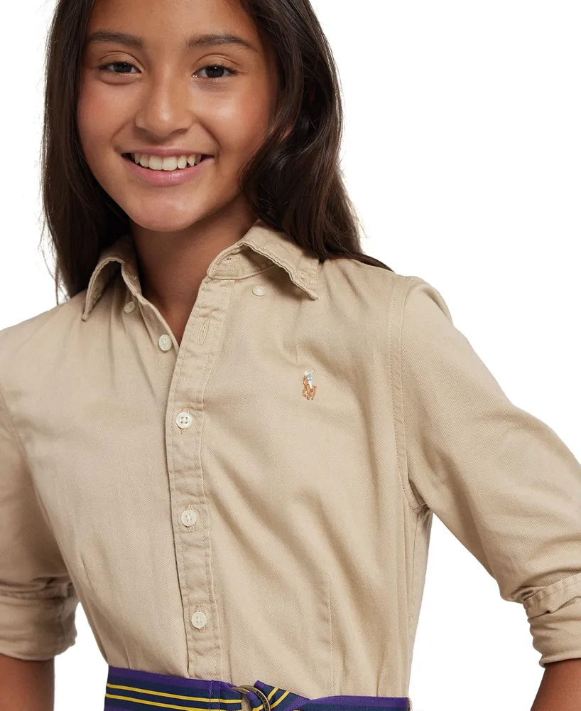 Polo Ralph Lauren Big Girls Belted Cotton Chino Shirtdress