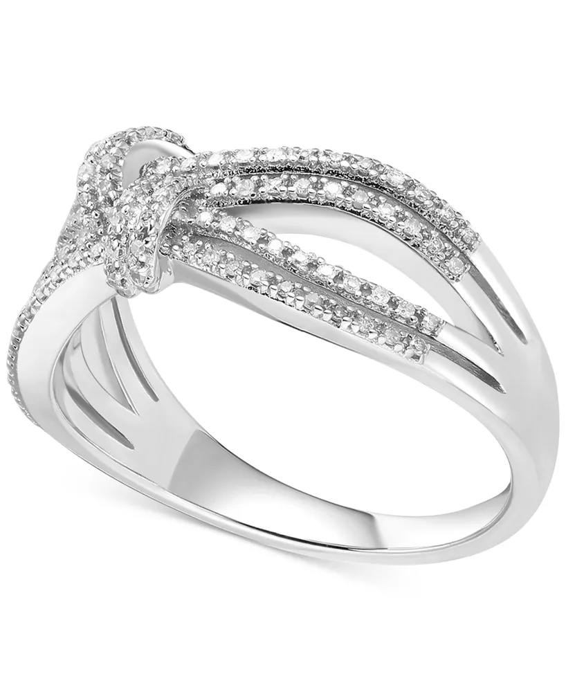 Diamond Knot Statement Ring (1/6 ct. t.w.) Sterling Silver