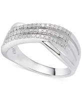 Diamond Triple Row Crossover Statement Ring (1/4 ct. t.w.) in Sterling Silver