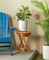 Rosemary Lane Teak Wood Slatted Outdoor Accent Table, 18" x 18" x 20"