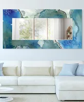 Empire Art Direct 'Subtle Blues' Rectangular On Free Floating Printed Tempered Art Glass Beveled Mirror, 72" x 36"