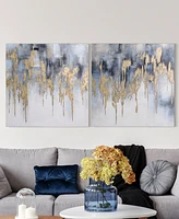 Empire Art Direct Golden Lighting 1, 2 Textured Metallic Hand Painted Wall Art, Set of 2, 36" x 72"