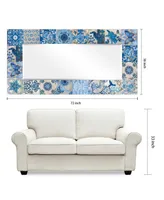 Empire Art Direct 'Tiles' Rectangular On Free Floating Printed Tempered Art Glass Beveled Mirror, 72" x 36"