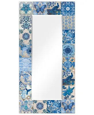 Empire Art Direct 'Tiles' Rectangular On Free Floating Printed Tempered Art Glass Beveled Mirror, 72" x 36"