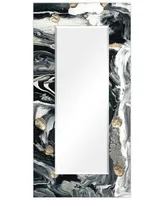 Empire Art Direct 'Ebony' Rectangular On Free Floating Printed Tempered Art Glass Beveled Mirror, 72" x 36" - Black, Gold